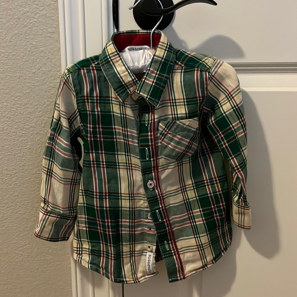 RuggedButts Holiday Flannel Button down 18-24 mo